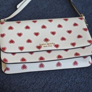 Kate Spade White and Red Heart Crossbody Bag